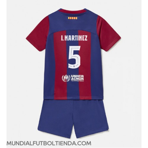 Camiseta Barcelona Inigo Martinez #5 Primera Equipación Replica 2023-24 para niños mangas cortas (+ Pantalones cortos)